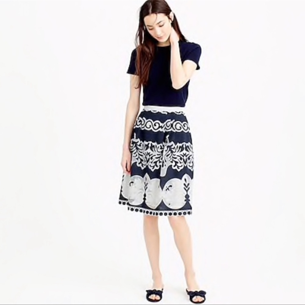 J Crew Midi Skirt In Ornate Lace EUC Size 6